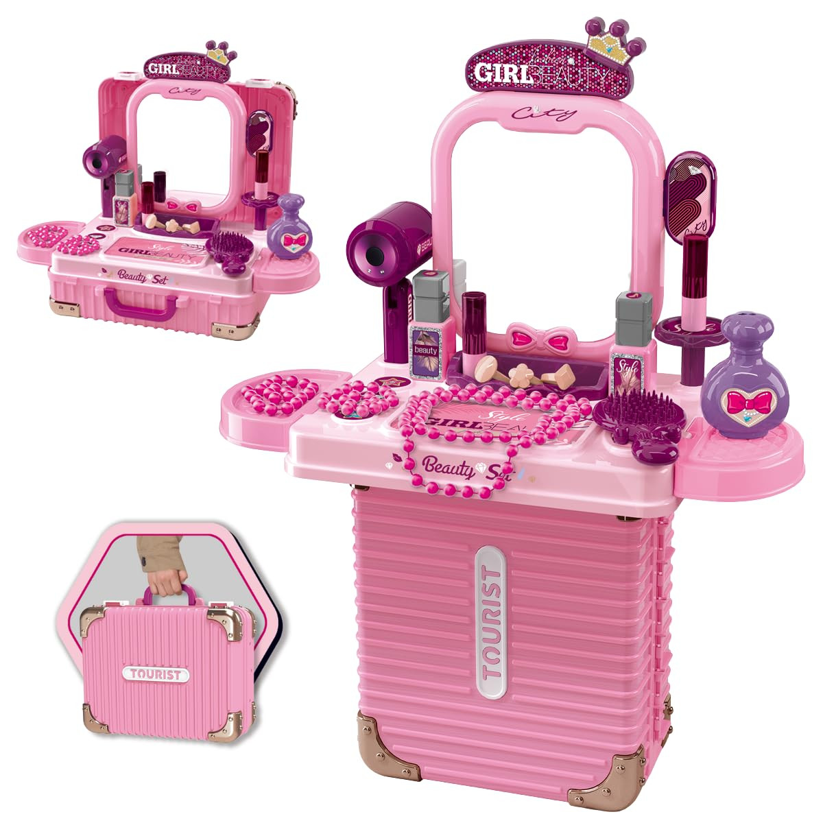Bancada Penteadeira Infantil 3 em 1 Maleta 21 Peça Maxi Toys | Amazon (BR)