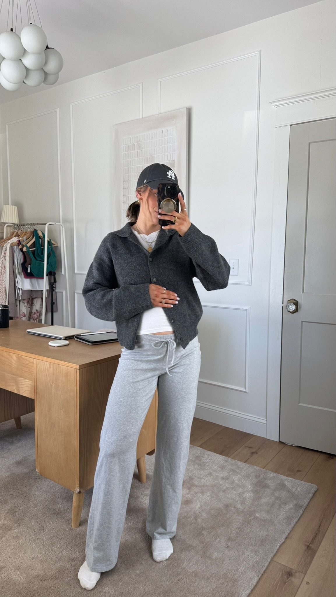 Lounge OOTD 🖤 comfy pants + a plain tee & cardigan! One of my go to looks when I’m working from home! 

#LTKBump #LTKgrwm #LTKSeasonal