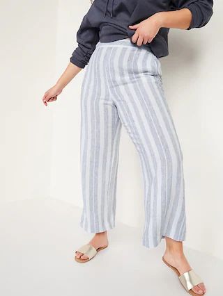 High-Waisted Linen-Blend Culotte Pants for Women | Old Navy (US)