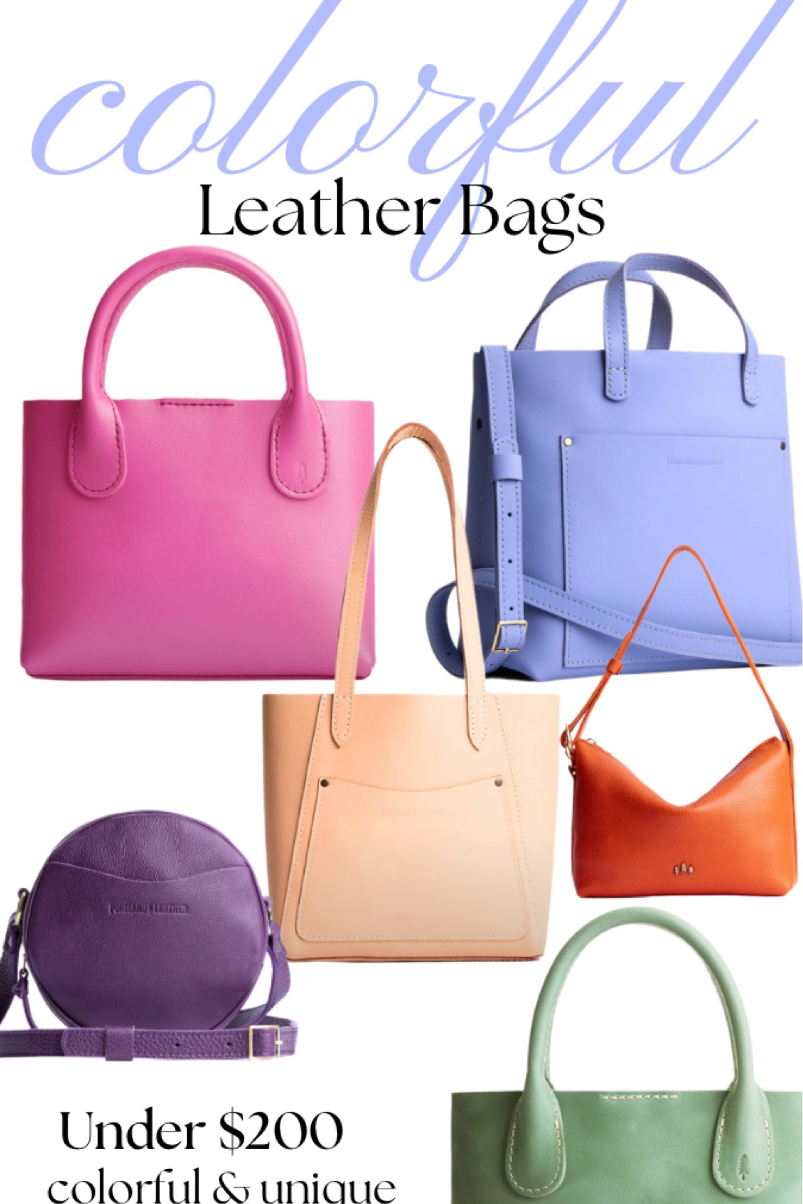 Colorful and Unique leather bags perfect for spring and summer! These gorgeous purses are all under $200 and also on sale for Mother’s Day! I love the pink leather bag!! 😩💅 #leatherbag #leather #butteryellow #springfashion #suede #colorful #pink #blue #purple #orange #green #cornflower #purse #under200 #under100 

#LTKSeasonal #LTKsalealert #LTKitbag