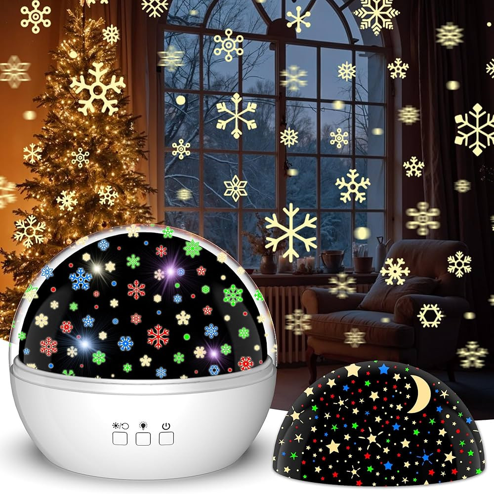 3 in 1 Christmas Projector Night Light Indoor, Snowflake Night Light for Room Decor, Kids Star Pr... | Amazon (US)
