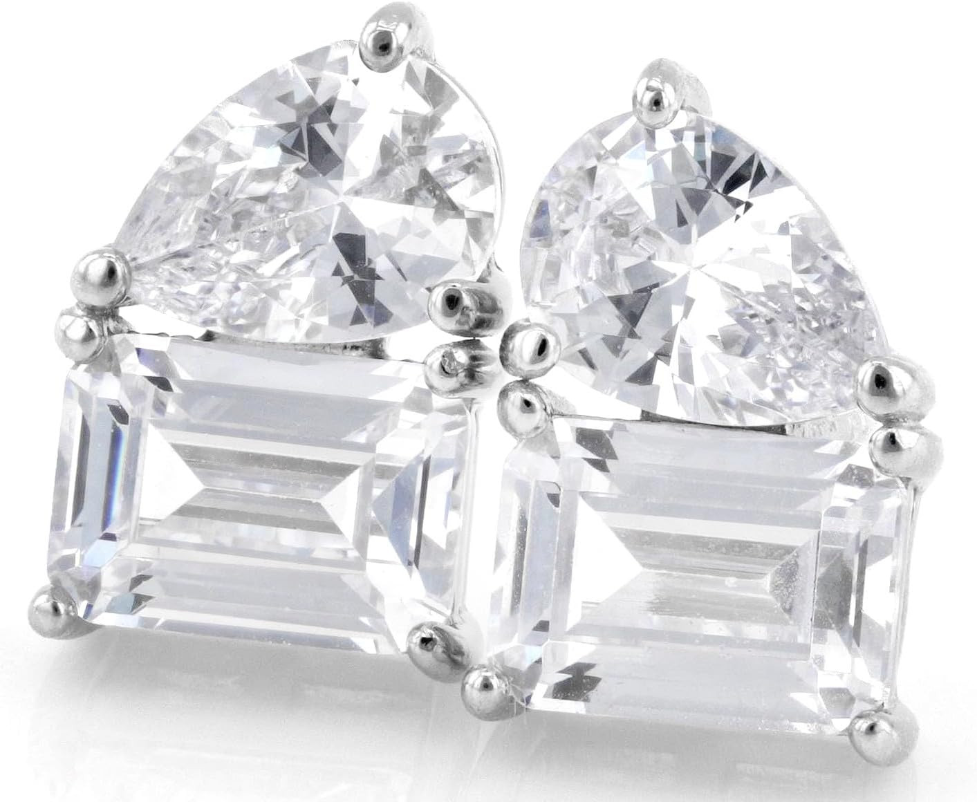 White Cubic Zirconia Stud Earrings for Women – 6.04 CTTW Round Cut – Rhodium Over Sterling Silver, Classic Diamond-Look Studs – Fine Jewelry Gift for Birthday, Anniversary or Holiday | Amazon (US)