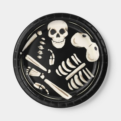 Skeleton Bones Disposable Snack Plates - 7" - 20ct - Black - Hyde and EEK! Boutique™ | Target