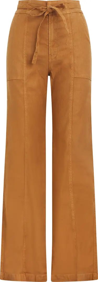 High Waist Wide Leg Linen Blend Trousers | Nordstrom