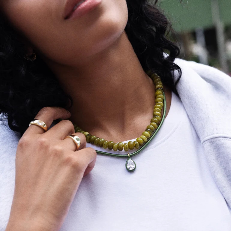 Joyce Semi-Precious Beaded Necklace - Olive | BaubleBar