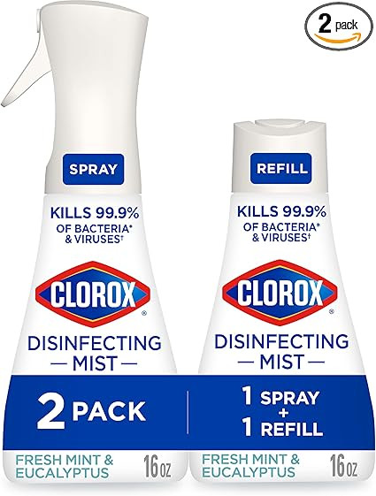 Clorox Disinfecting Mist, Eucalyptus Peppermint, Household Essentials, 1 Spray and 1 Refill, 16 o... | Amazon (US)