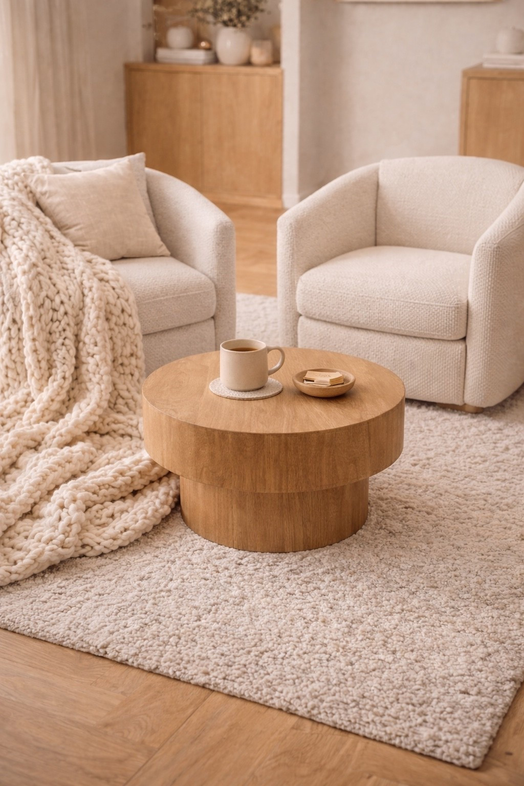 A cozy modern seating corner with two soft armchairs, a warm wooden coffee table, and a chunky knit throw for that perfect relaxed vibe.
Neutral tones, soft textures, and minimal decor make this space feel calm, inviting, and effortlessly stylish.

Perfect inspiration for cozy living rooms, reading corners, and modern neutral interiors ☕✨
#cozylivingroom
#moderncozy
#neutraldecor
#armchairinspo
#cozycorner
#woodcoffeetable
#homeinspiration
#moderninterior
#ltkhome
#interiorstyling
#softtextures


#LTKSaleAlert #LTKGiftGuide #LTKHome