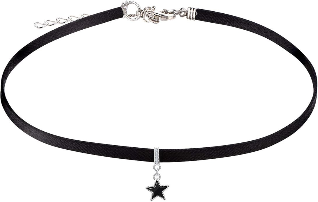 FJ Black Leather Choker Necklace for Women | Amazon (US)