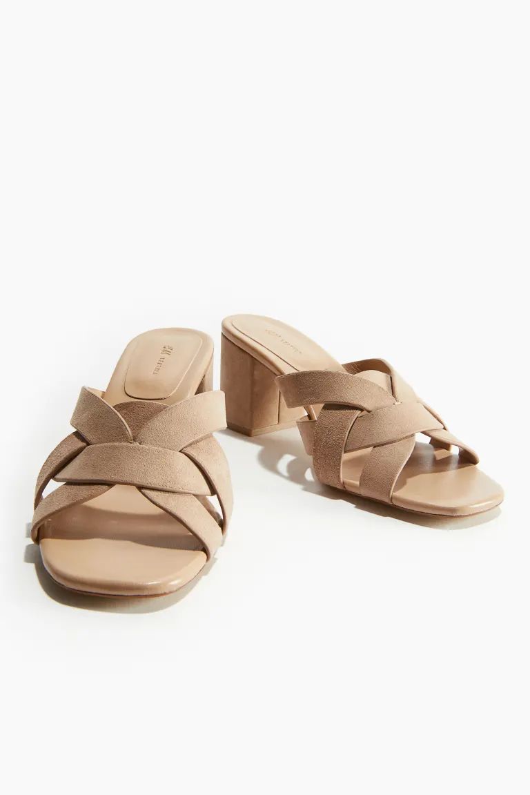 Heeled Leather Sandals - Beige - Ladies | H&M US | H&M (US + CA)