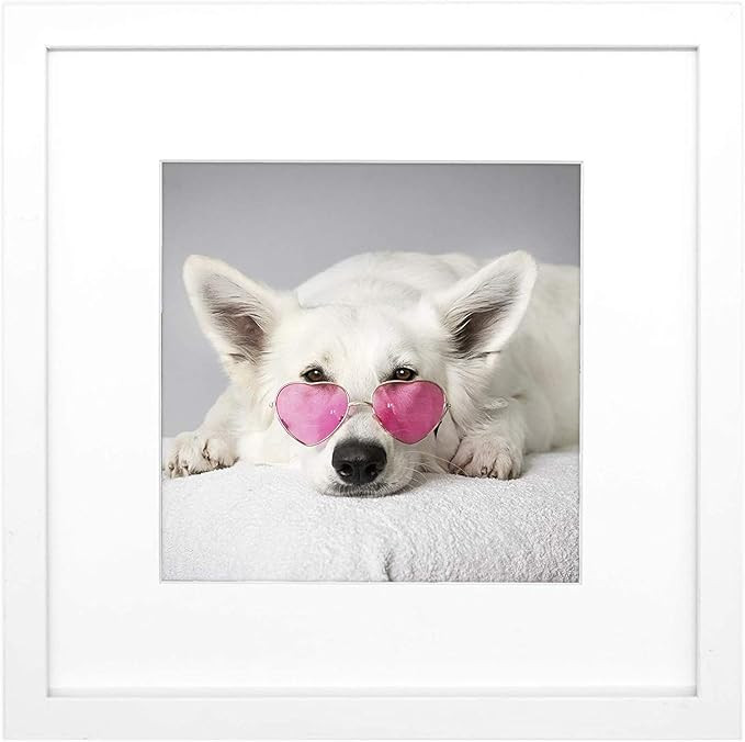 Golden State Art, 12x12 Square Wood Picture Frame - White Mat for 8x8 Photos - Sawtooth for Wall ... | Amazon (US)