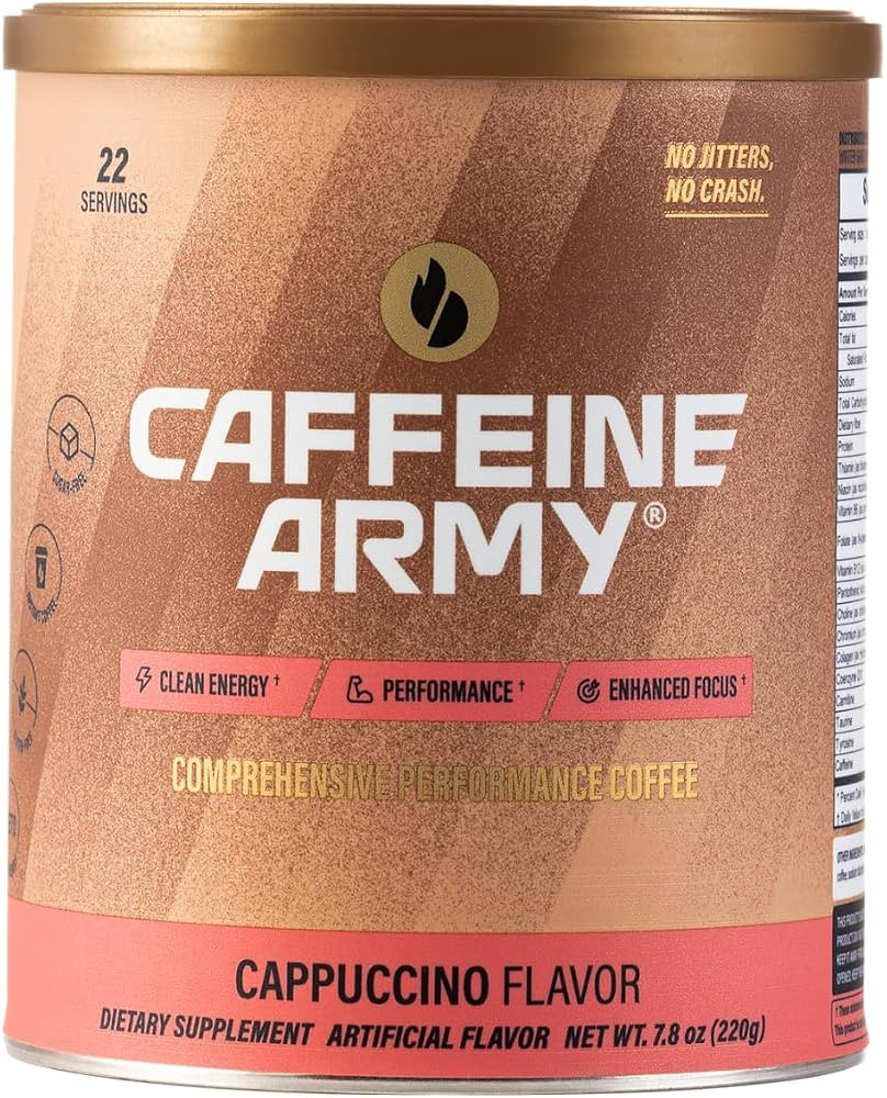 CAFFEINE ARMY Cappuccino | Functional Coffee with Collagen Peptides, MCTs, CoQ10 and Adaptogens: ... | Amazon (US)