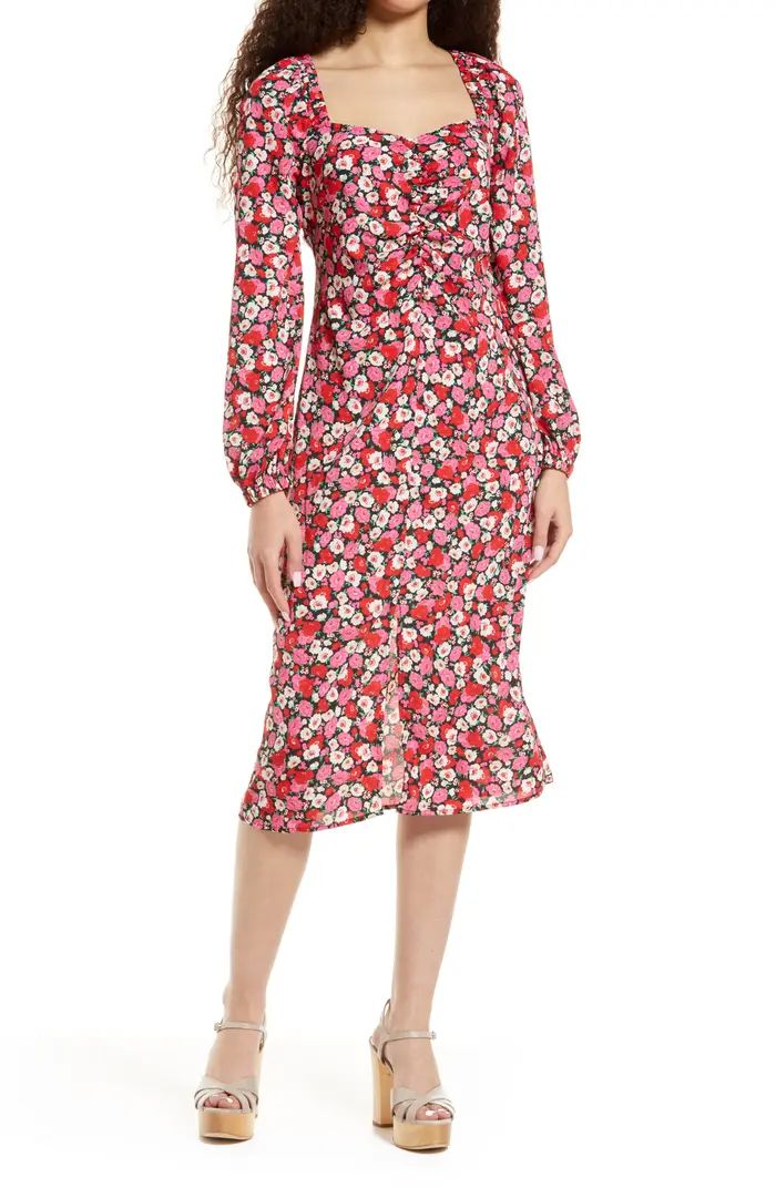 Tina Floral Print Ruched Long Sleeve Dress | Nordstrom