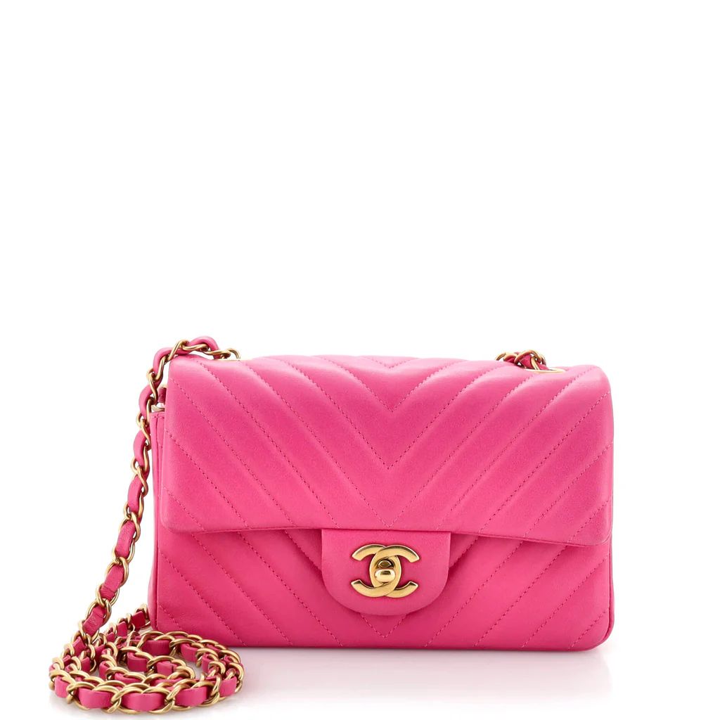 Chanel Classic Single Flap Bag Chevron Lambskin Mini Pink 2665401 | Rebag