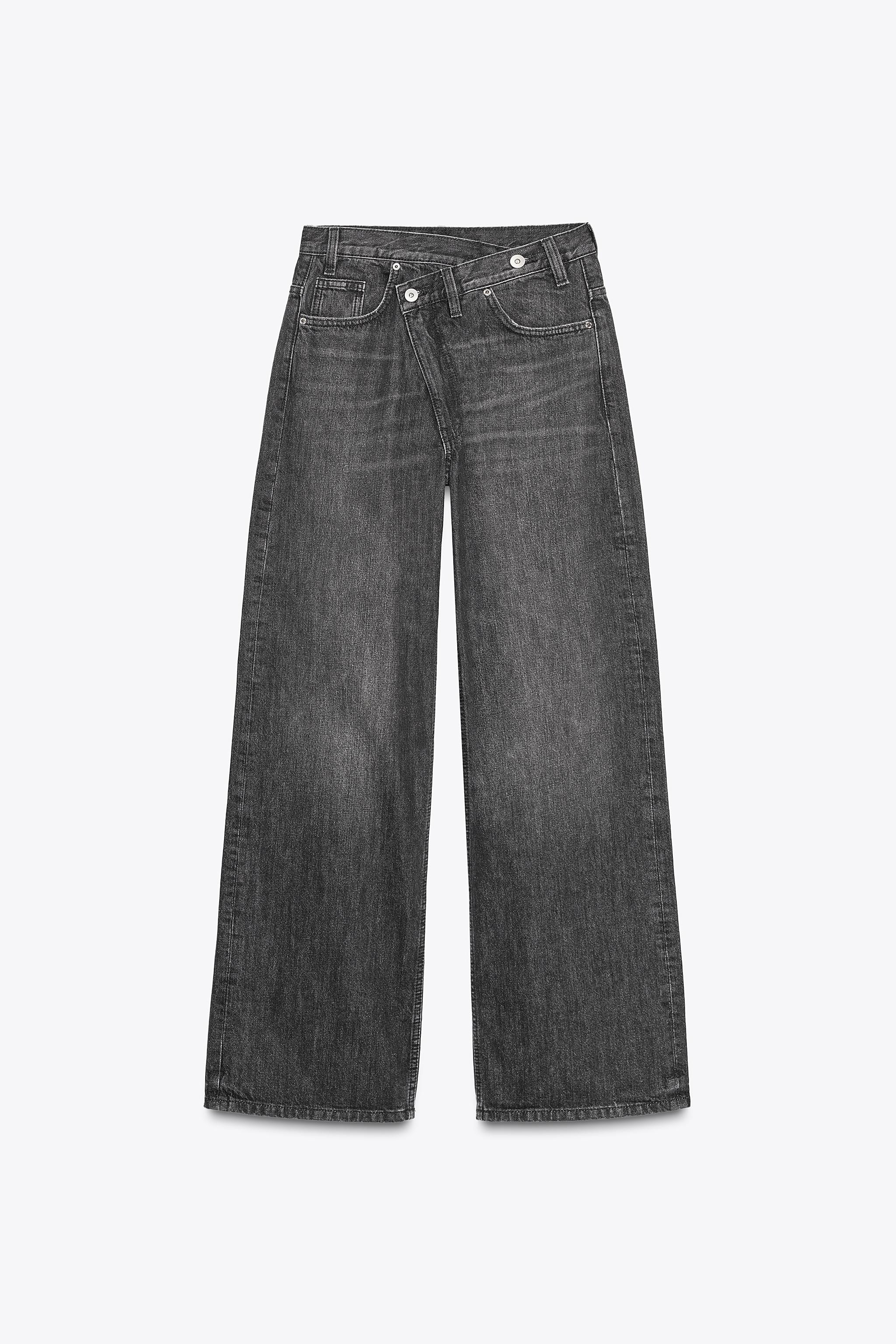 TRF WIDE-LEG HIGH-WAIST JEANS WITH CROSSOVER WAIST | Zara UK