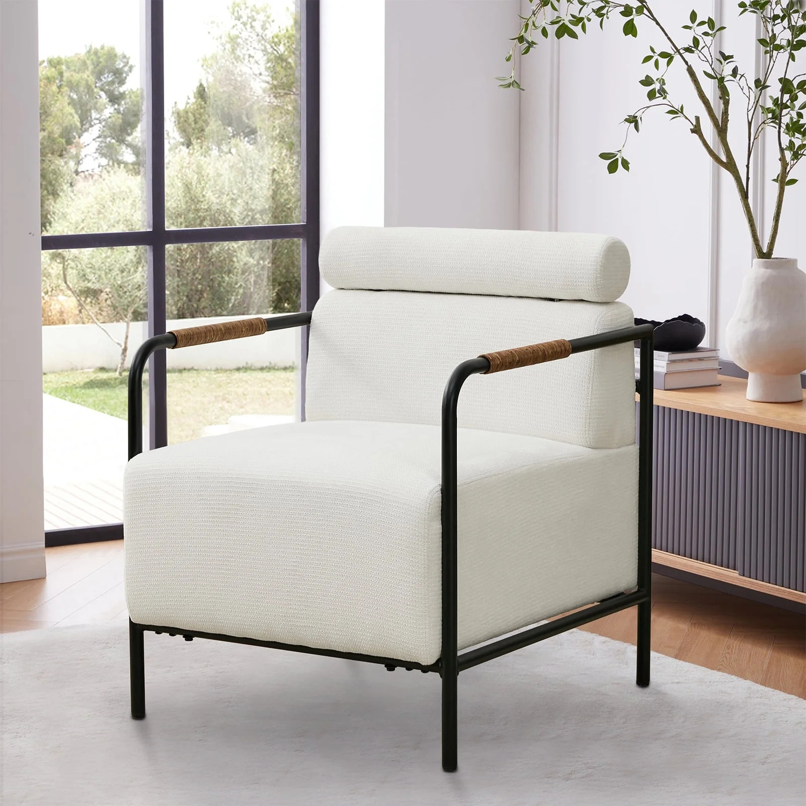 JURANYAZHU Metal Frame Armchair, Modern Upholstered Accent Chair with Tufted Back for Living Room... | Walmart (US)