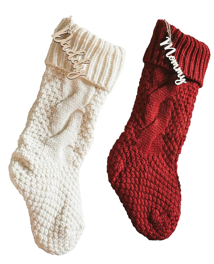 Personalized Christmas Stocking Tags - Christmas gift tag - Knit Stocking - Customized wooden (Ta... | Amazon (US)