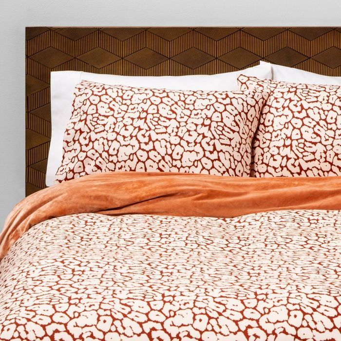 Rust Reversible Velvet Leopard Print Duvet & Sham Set - Opalhouse™ | Target