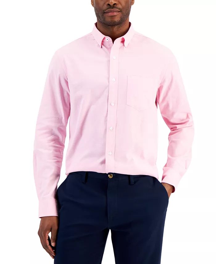 Men's Solid Stretch Oxford Cotton Shirt, Created for Macy's | Macy's