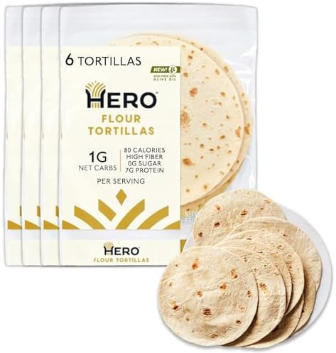Hero Flour Tortilla - Delicious Tortilla Wraps | Soft Net Low Carb Tortillas | High Fiber, 1g Net... | Amazon (US)