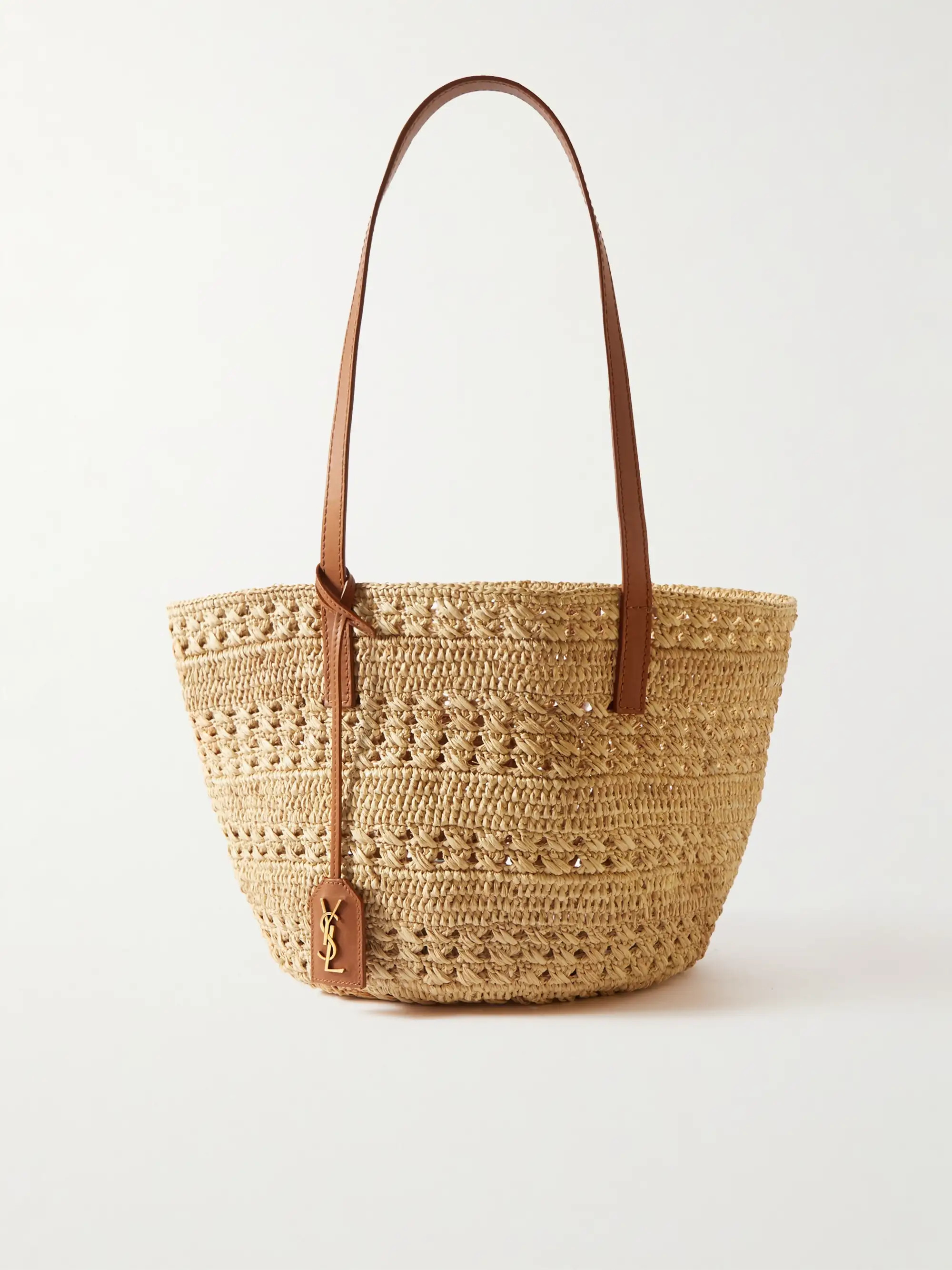 Panier leather-trimmed raffia tote | NET-A-PORTER (US)