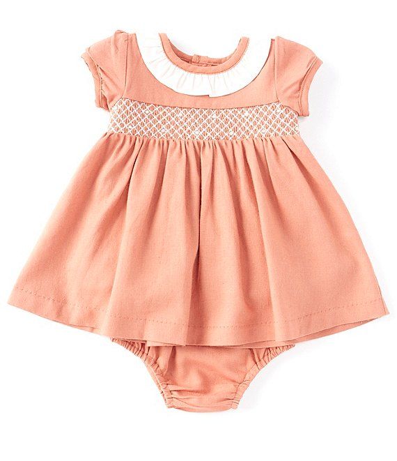 Baby Girls Newborn-24 Months Ruffle Neck Cap Sleeve Smocked Dress | Dillard's