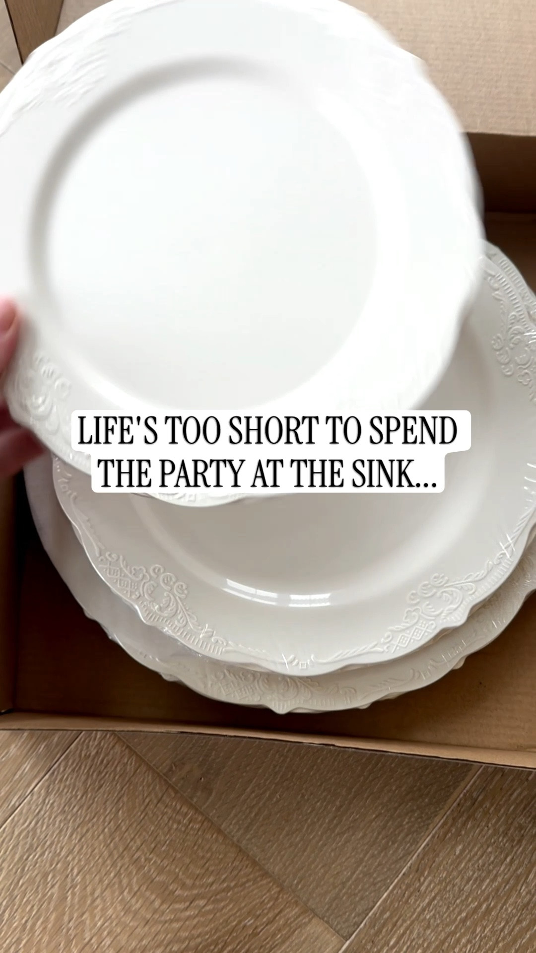 Life's too short to spend the party at the sink! PLUS you being at the sink makes guest feel compelled to offer help which is no fun for them! Do yourself a favor and snag these gorgeous disposable plates, sit back and relax after dinner with  the rest of them! 

#LTKHome #LTKHoliday #LTKmomlife