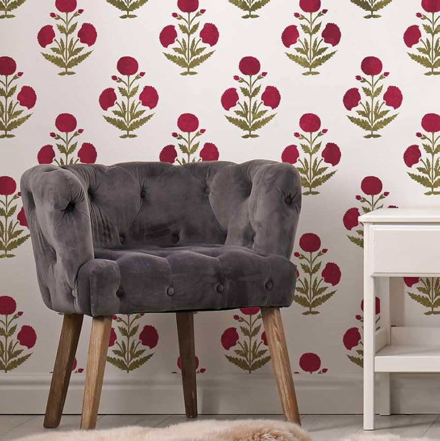 Turkish Poppy Wall Stencil | Large Reusable Floral Stencil for DIY Wall Art & Painting | Durable ... | Amazon (US)