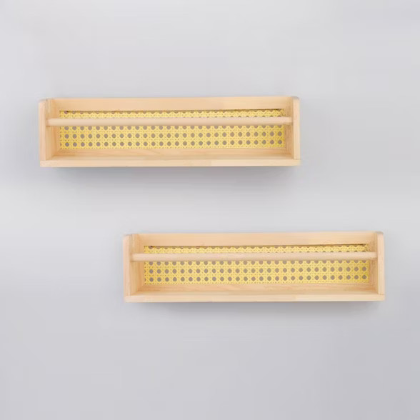 2ct Wood Wall Bookshelf with Yellow Backing - Bullseye's Playground™ | Target