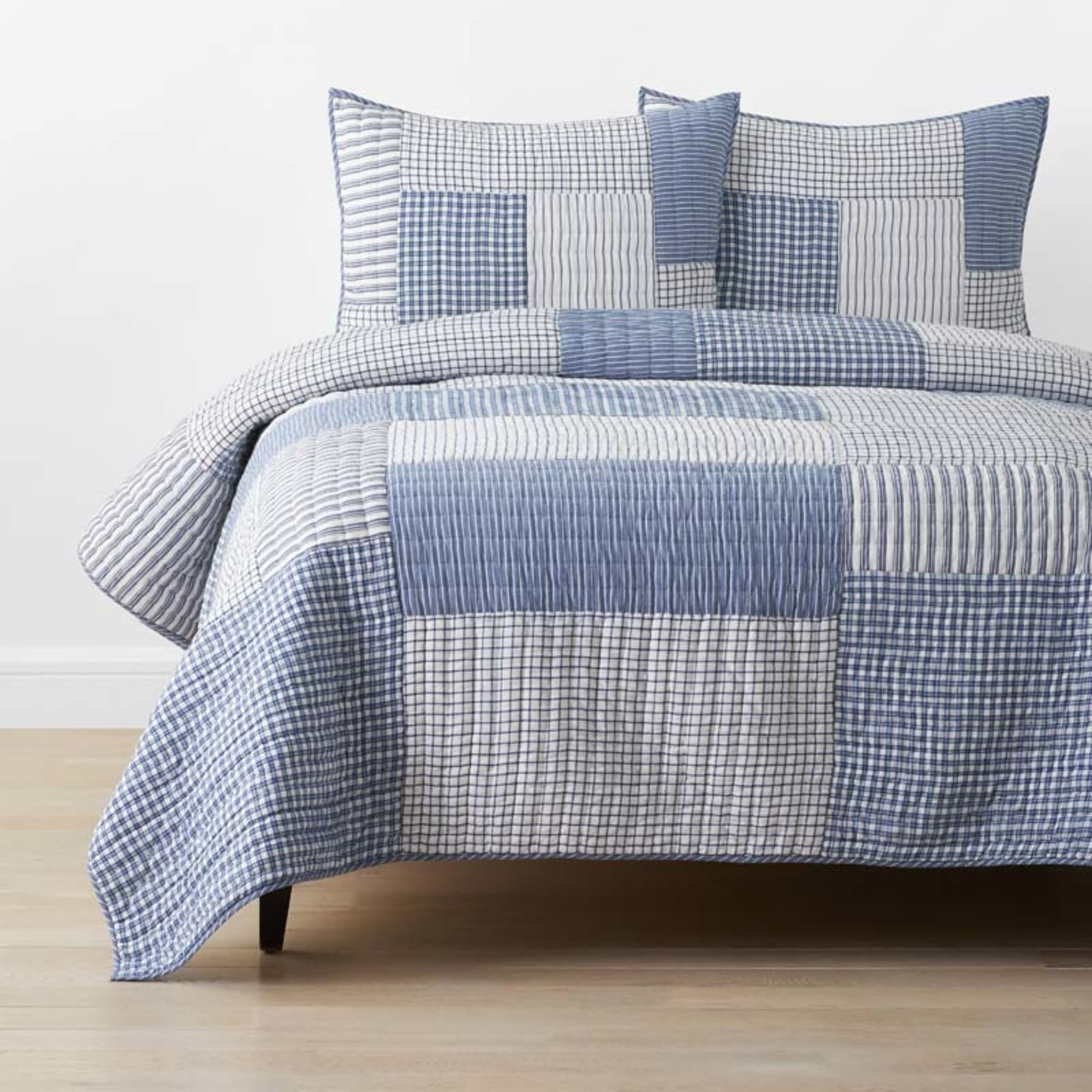 Stripe Block Yarn-Dyed Patchwork Quilt - Blue, Twin/Twin XL | The Company Store