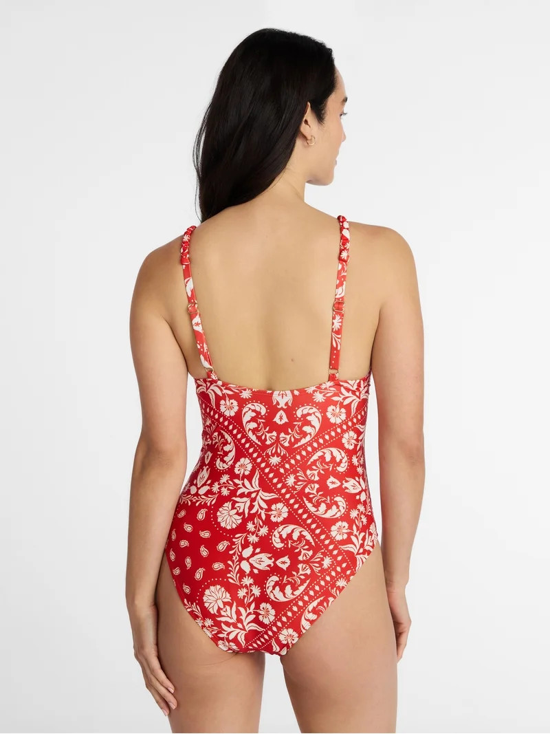 Time and Tru Women's and Women's Plus Knot Front and Keyhole One Piece Swimsuit, Sizes XS-3X | Walmart (US)