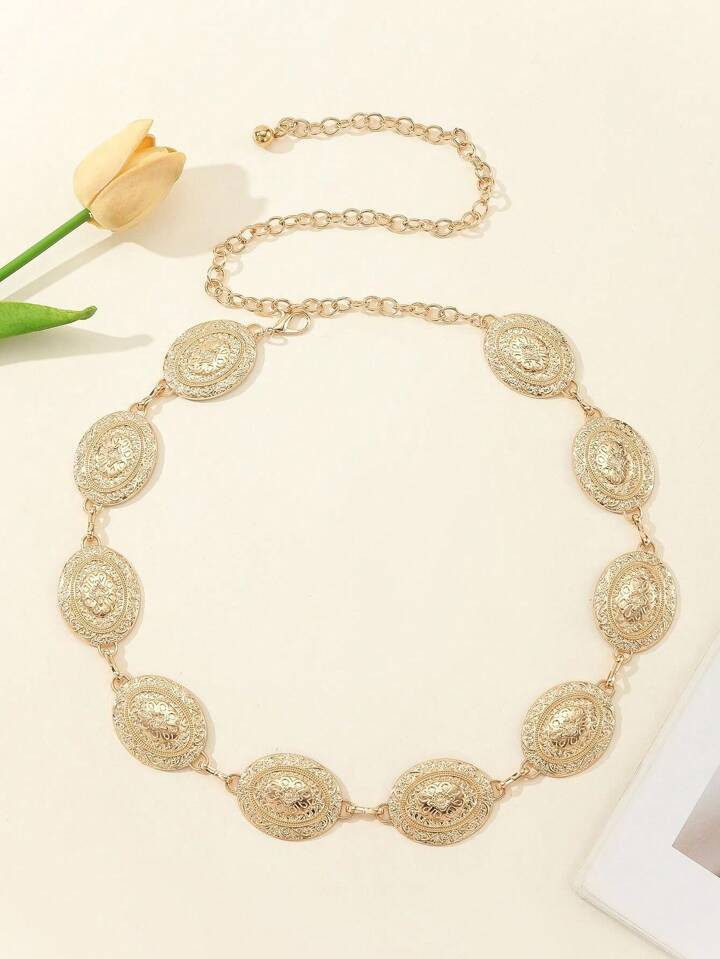 1PC Western Chain Belt Body Chain European And American Fashion Metal Waist Chain With Daisy, Pet... | SHEIN