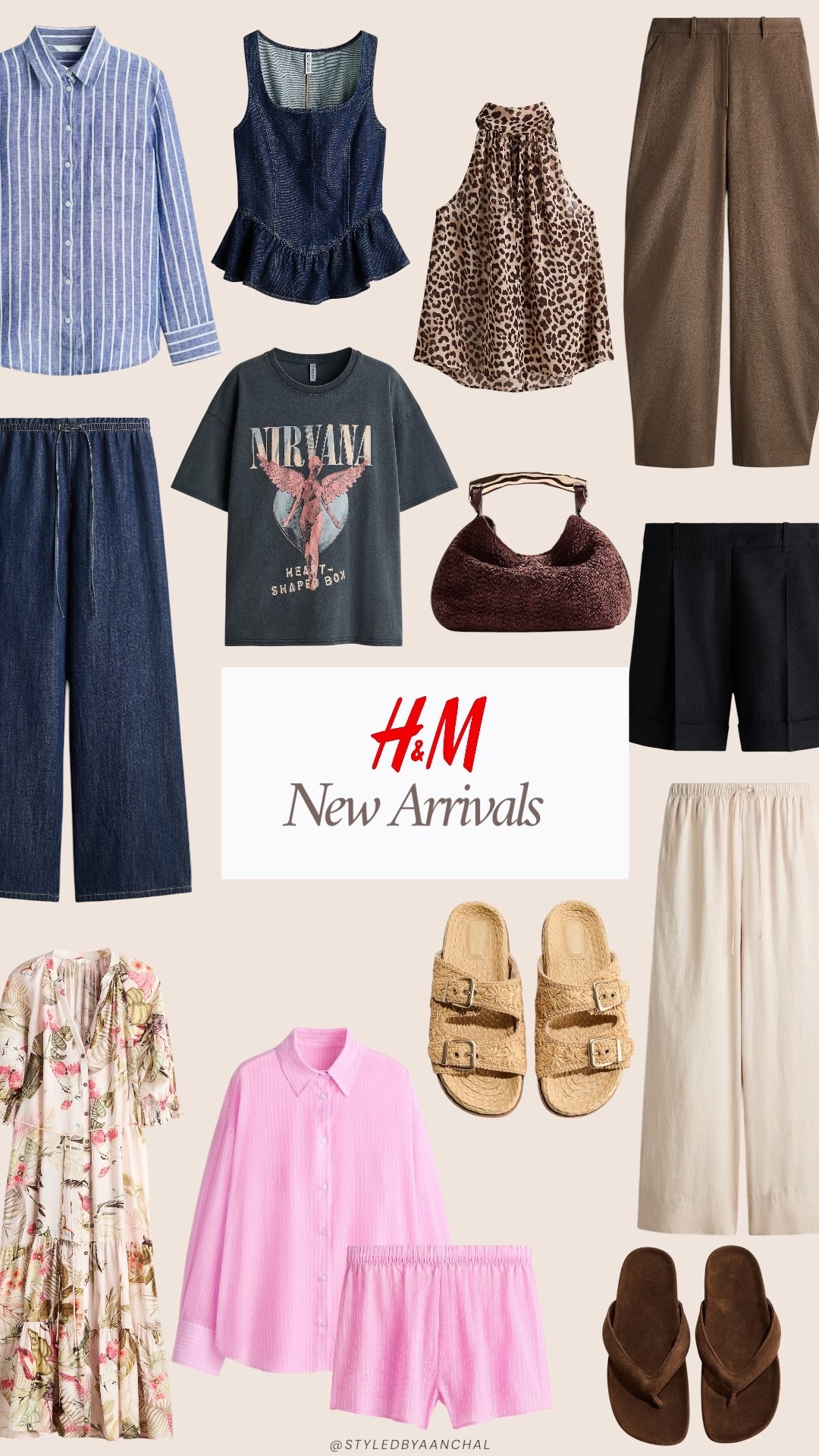 Hm new arrivals 


Hm
Nirvana t shirt
Denim top
Blue striped shirt 
Leopard print
Floral dress 
Pink set
Raffia sandals 

#LTKU #LTKootd #LTKTravel