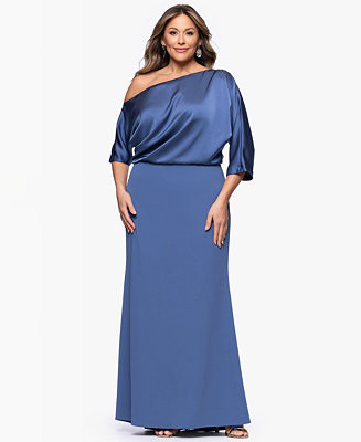 Plus Size Asymmetrical Neck Long Dress | Macy's