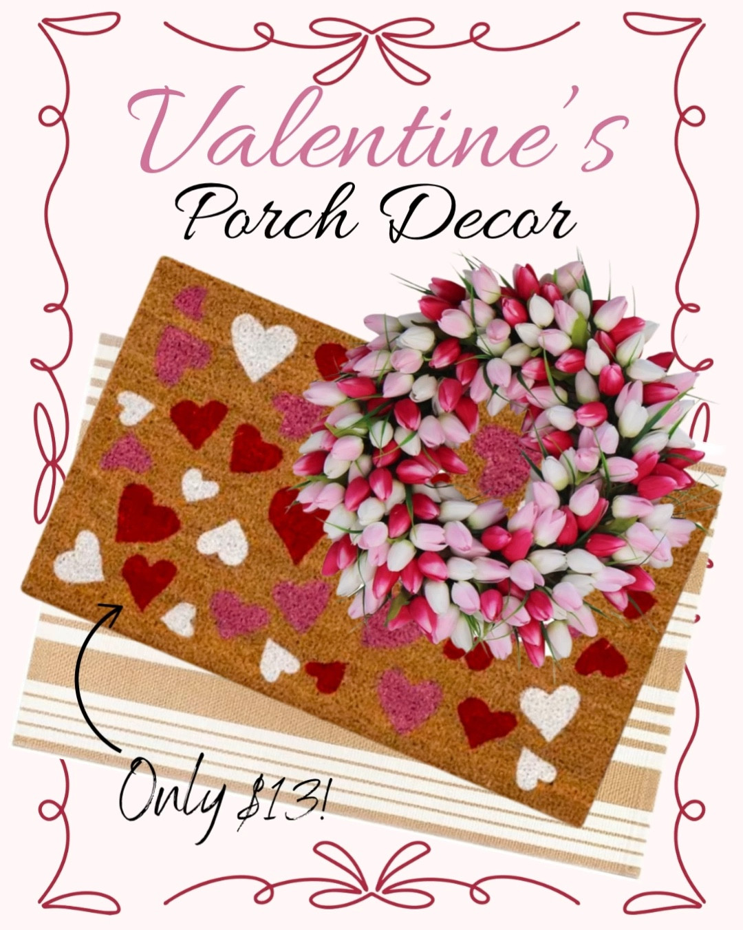 Valentine’s Day Porch Decor
🤍

Valentine’s doormat, Hearts doormat, Layering rug, Valentine’s wreath, Pink wreath, Heart wreath, Valentine’s Day Decor

#LTKSeasonal #LTKFindsUnder50 #LTKHome