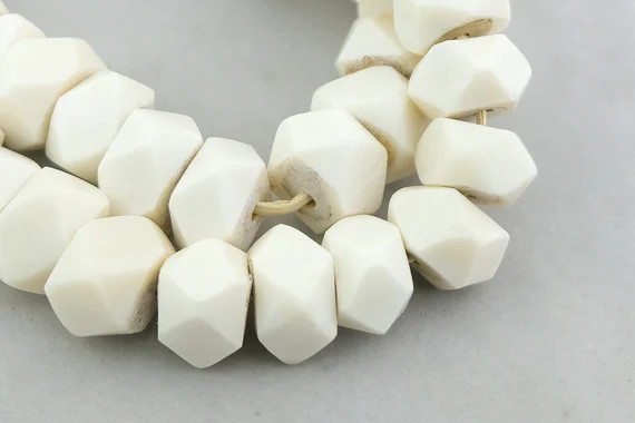 Faceted White Bone Beads. Faux Ivory Home Decor Beads. African Kenya Bone Trade Beads. AB-21 | Etsy (US)