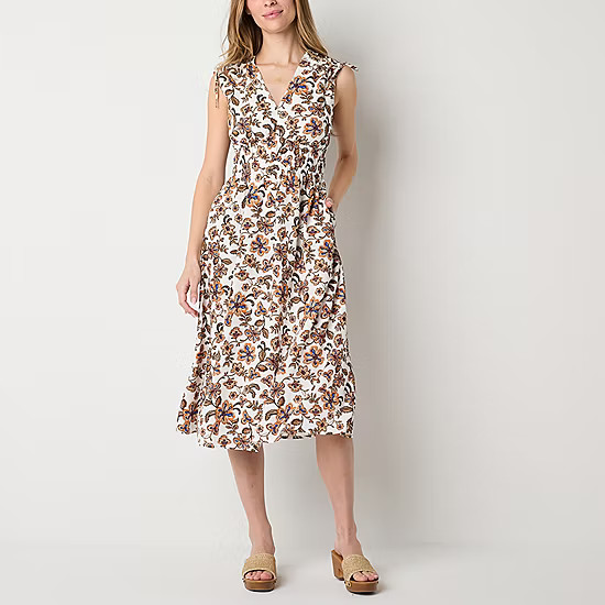 new!a.n.a Sleeveless Floral Midi A-Line Dress | JCPenney