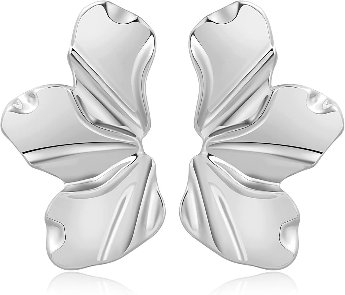 Irregular Petal Earring For Women Stainless Steel Unique Statement Flower Dangle Earrings Trendy ... | Amazon (US)
