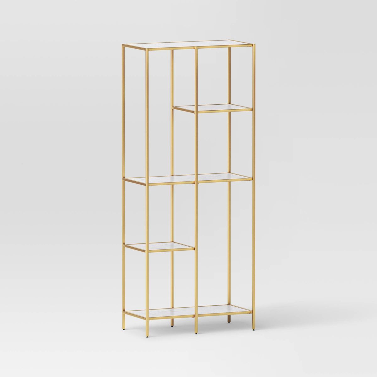 72" 3 Shelves Faux Marble and Metal Book Rack Gold - Threshold™ | Target