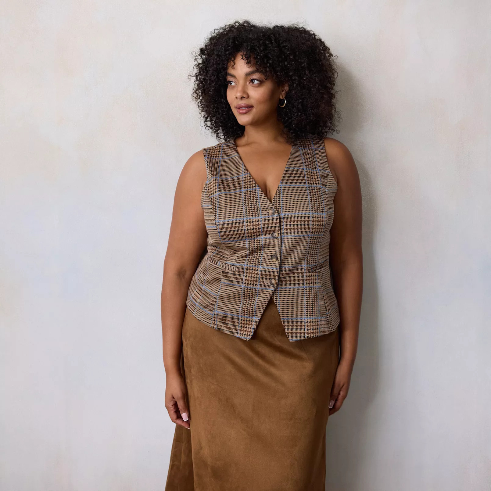 Plus Size LC Lauren Conrad Longline V-Neck Vest | Kohl's