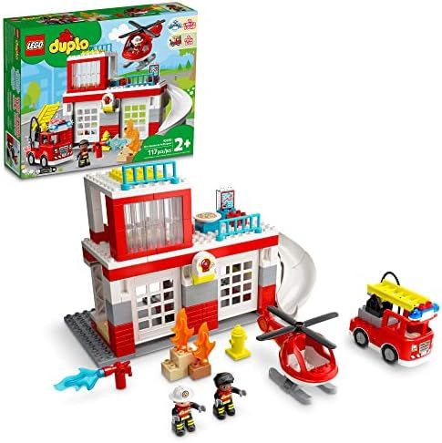 LEGO DUPLO Town Fire Station & Helicopter 10970 Building Toy Set for Preschool Kids, Toddler Boys... | Amazon (US)