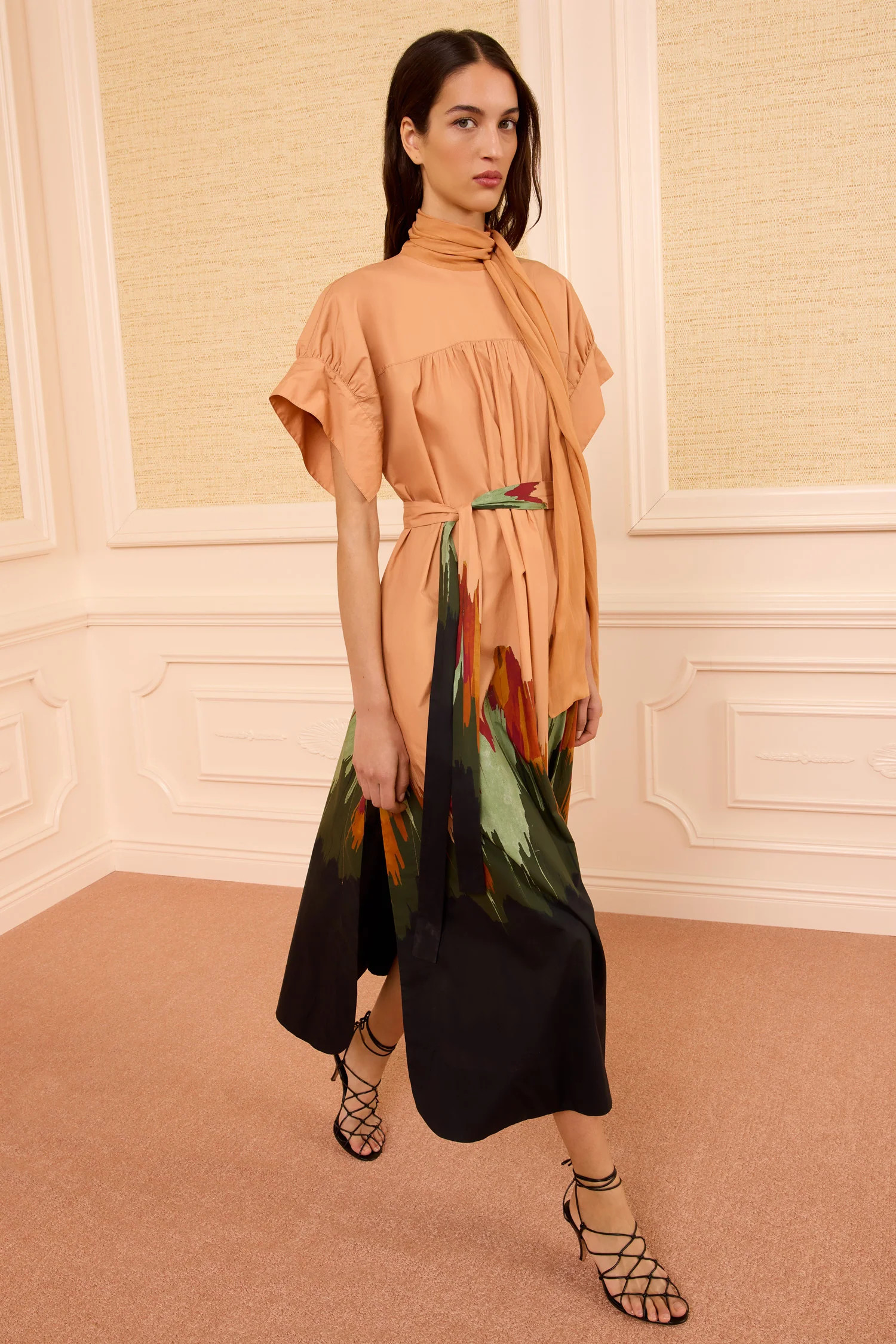 Studio Cotton Dress with Chiffon Tie - Agate | Ulla Johnson