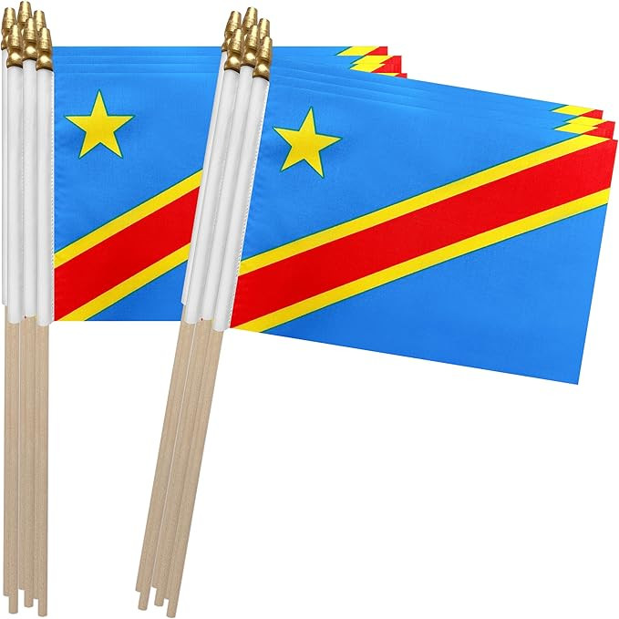TSMD Democratic Republic of Congo DRC Stick Flag Congolese Small Mini Hand Held Flags,5x8 Inch,12... | Amazon (US)