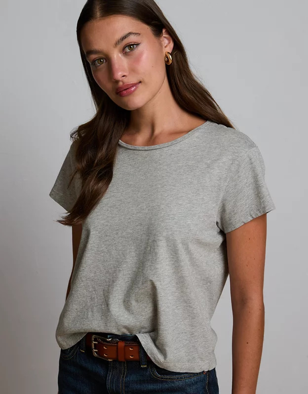 AE77 Premium Boxy Cropped Crewneck Tee | American Eagle Outfitters (US & CA)