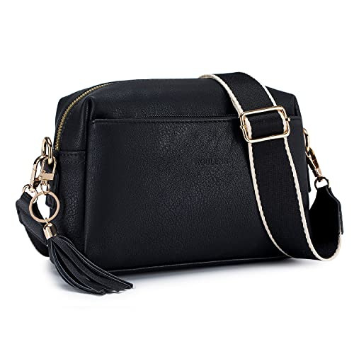 Roulens Triple Zip Small Crossbody Bag for women,Wide Strap Cell Phone Purse Shoulder Handbag Wal... | Amazon (US)