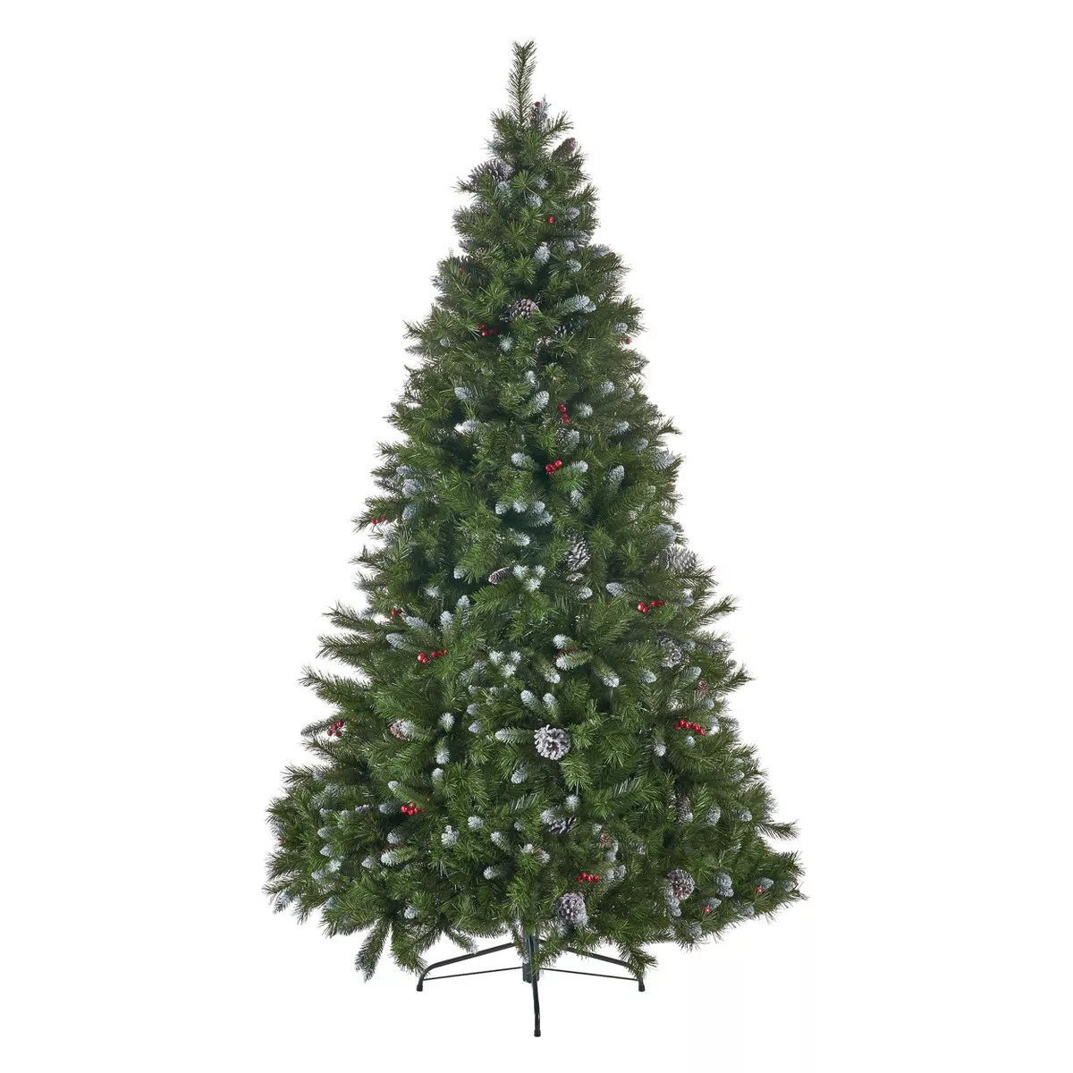 GDFStudio 7 Foot Mixed Spruce Pre Lit/Unlit Hinged Artificial Christmas Tree with Red Berry Frost... | Target