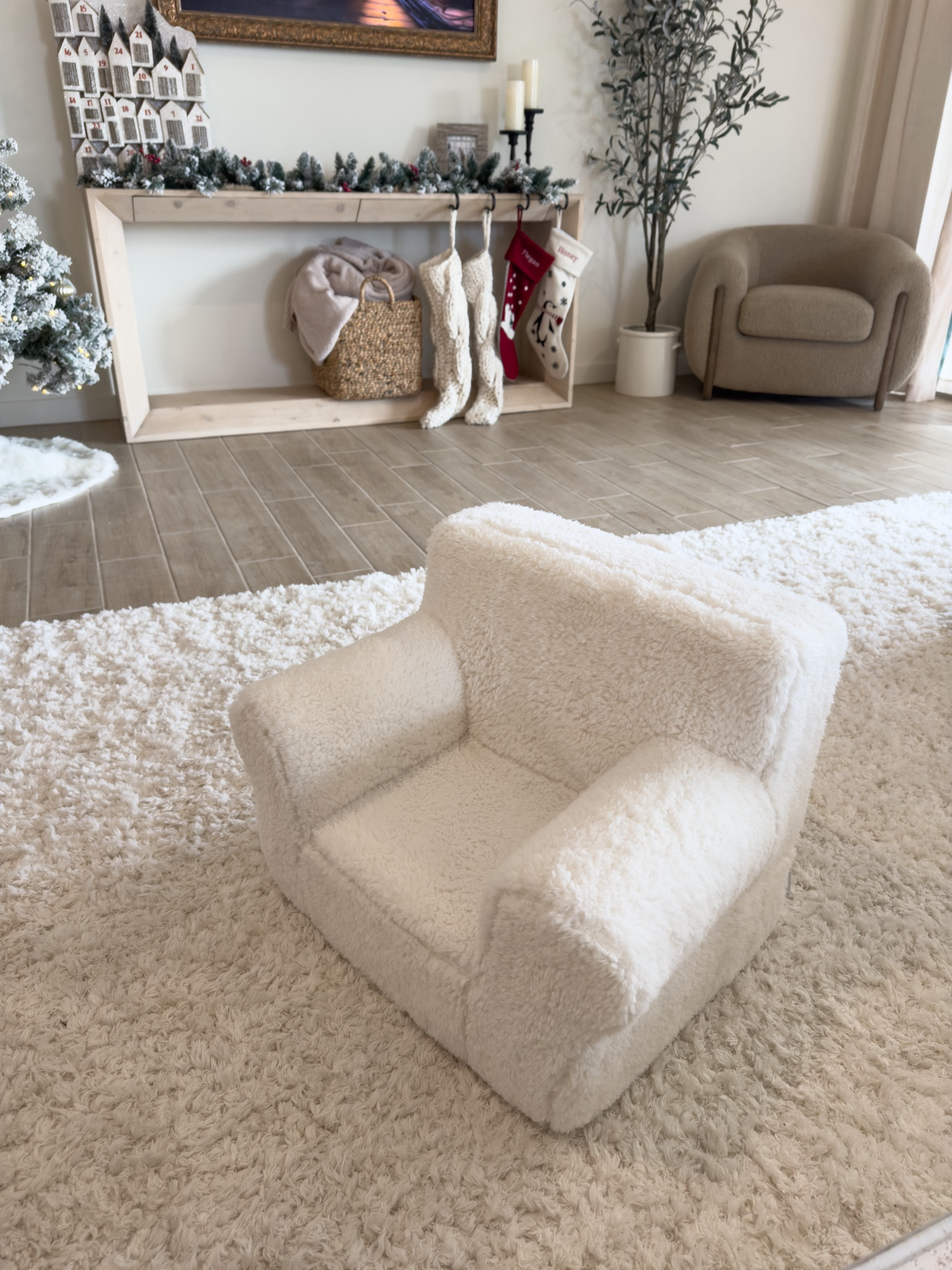 Tiegan’s white sherpa toddler / kid chair 😭🤍 you can personalize it too! But I wanna reuse it so decided against it! 

#LTKhome #LTKbaby #LTKkids