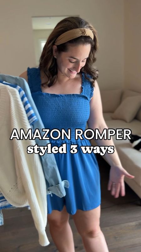 This smocked top romper comes in 22 colors! I’m wearing a medium. Here’s how I plan to style it. 

Pinterest style, style over 30, capsule wardrobe, mom style, mom outfit, outfit idea, outfit inspo, neutral outfit, preppy style, preppy fashion, grandmillennial, size medium, size 8, size 10, mom size, petite fashion, petite style, summer trends, outfit inspo, shopping haul, midsize, vacay style, beach style, outfit, beach outfit, summer style, postpartum, bump friendly, striped top, striped tee, chambray top 

#LTKstyletip #LTKmidsize #LTKtravel