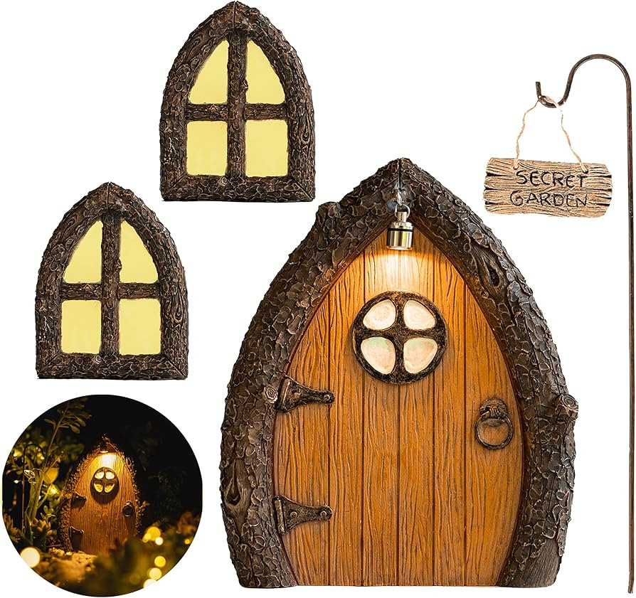 Fairy Door and Windows for Trees \u2013 Glow in The Dark Yard Art Sculpture Decoration for Kids R... | Amazon (US)