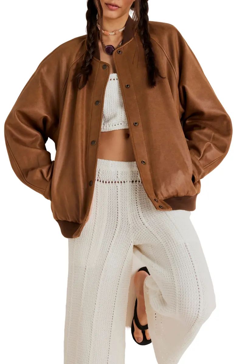 Free People Wild Rose Faux Leather Bomber Jacket | Nordstrom | Nordstrom