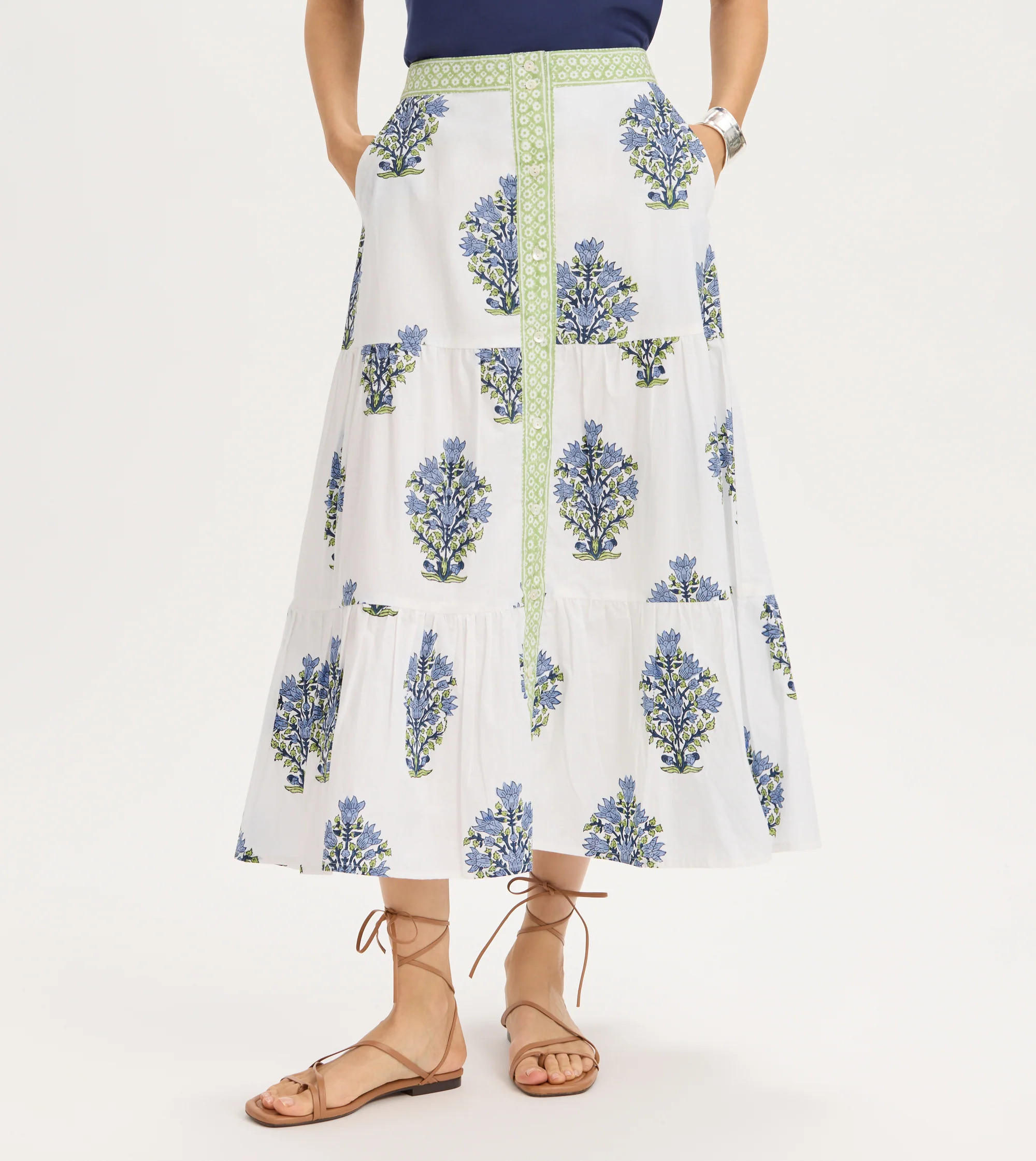 Renwick Block Print Tiered Maxi Skirt | Renwick Golf